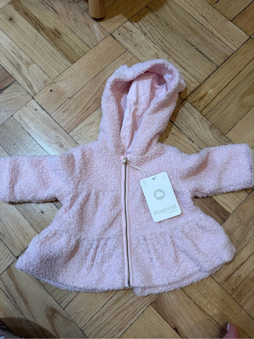 Mayoral Light Pink Hooded Baby Coat